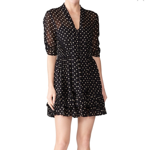 nicholas polka dot ruffle mini dress